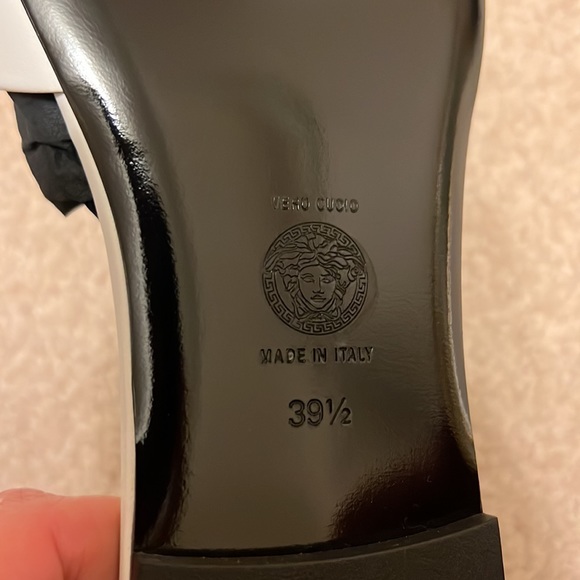 NIB Versace White La Medusa leather square toe slide flats - Picture 5 of 5